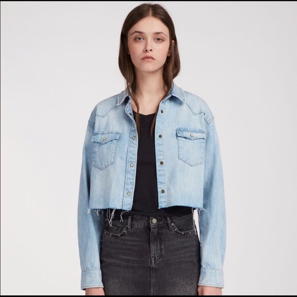 all saints cropped denim jacket